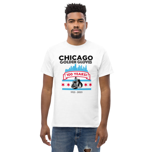 Chicago Golden Gloves Boxing 100th Anniversary Men's T-Shirt, City Style in White